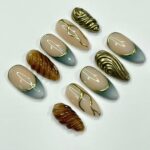 Freestyle Y2K Medium Almond Press On Nails, 3D Gel Gold Chrome Fake Nails for Birthday Party Holiday Vacation, Gift for Her - Image 2