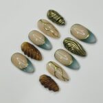 Freestyle Y2K Medium Almond Press On Nails, 3D Gel Gold Chrome Fake Nails for Birthday Party Holiday Vacation, Gift for Her - Image 4