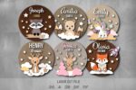 Baby name sign SVG Bundle. Laser cut file for Glowforge. Cute animals