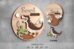 Dinosaur SVG. Laser cut file for Glowforge. Baby name sign