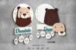 Baby name sign SVG Bundle. Laser cut file for Glowforge. Cute animals - Image 3