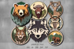 Forest animals SVG Bundle. Laser cut file for Glowforge. Nature, Lynx, Bear