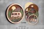 Camping SVG Bundle. Laser cut file for Glowforge. Nature, motorhome, mountains - Image 2