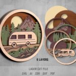 Trailer SVG. Laser cut file for Glowforge. Camping, motorhome, nature