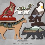 Animals SVG Bundle. Laser cut file for Glowforge. Nature, Forest, Birds