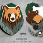 Bear SVG. Laser cut file for Glowforge. Forest, Nature
