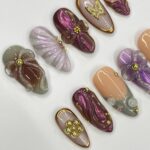 Elegant Nail With Bow & SeaShell Medium Almond Press On Nail, Custom Design Nail Art, Fake Nail for Birthday, Holiday Nail, Gift For Her - Image 5