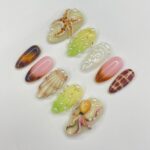 Octopus 3D Almond Press On Nails, Floral Handmade Gel False Nails for Birthday Event Party Holiday Vacation, Spring Nails - Image 4