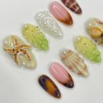 Octopus 3D Almond Press On Nails, Floral Handmade Gel False Nails for Birthday Event Party Holiday Vacation, Spring Nails - Image 3