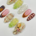 Octopus 3D Almond Press On Nails, Floral Handmade Gel False Nails for Birthday Event Party Holiday Vacation, Spring Nails - Image 5