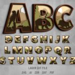 Nature Alphabet SVG. Laser cut file for Glowforge. Forest animals, mountains