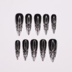 Spider Web Long Stiletto Halloween Press On Nails, Witchy Fake Nails Art for Spooky Season