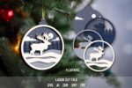 Christmas Tree Toy SVG Bundle. Laser cut file for Glowforge. Christmas ornament, forest animals, winter night - Image 5