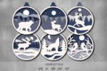 Christmas Tree Toy SVG Bundle. Laser cut file for Glowforge. Christmas ornament, forest animals, winter night - Image 2
