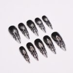 Spider Web Long Stiletto Halloween Press On Nails, Witchy Fake Nails Art for Spooky Season - Image 2