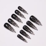 Spider Web Long Stiletto Halloween Press On Nails, Witchy Fake Nails Art for Spooky Season - Image 5