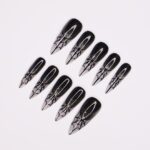 Spider Web Long Stiletto Halloween Press On Nails, Witchy Fake Nails Art for Spooky Season - Image 4