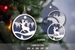 Christmas Tree Toy SVG Bundle. Laser cut file for Glowforge. Christmas ornament, forest animals, winter night - Image 4