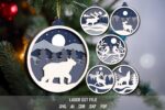 Christmas Tree Toy SVG Bundle. Laser cut file for Glowforge. Christmas ornament, forest animals, winter night