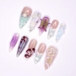 Freestyle 3D Seashell Gel Nail Long Stiletto Press On Nail, Custom Design Nail Art, Fake Nail for Birthday, Holiday Nail, Gift For Her - Image 4