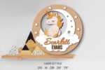 Baby Name Sign SVG Bundle. Laser cut file for Glowforge. Moon, cloud, wolf, unicorn - Image 7