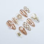 Festive Reindeer & Laurel Wreath Press-On Nails: Medium Almond Shape for a Holiday Vibe. Perfect Gift for Her This Christmas - Image 4