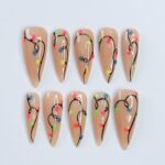 Colorful Lights Glow-In-The-Dark Christmas Long Stiletto Press On Nail - Luxurious XMas and Holiday Nail Art - Image 2