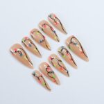 Colorful Lights Glow-In-The-Dark Christmas Long Stiletto Press On Nail - Luxurious XMas and Holiday Nail Art - Image 6