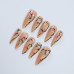 Colorful Lights Glow-In-The-Dark Christmas Long Stiletto Press On Nail - Luxurious XMas and Holiday Nail Art - Image 4