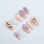 Christmas Wreath Medium Coffin Press On Nail, Festive Christmas Holiday Design, Custom Luxury Nail Art, Handmade False Nail, Gel Nail Art - Image 3
