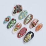 Unique Christmas Design Almond Press On Nail - Luxurious XMas and Holiday Nail Art, 3D Gel Winter Nails Design - Image 2