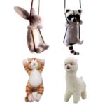 4 Pack Needle Felting Kit - Rabbit, Raccoon, Cat, Alpaca - 10cm 4 inch Height Craft Kit for Beginners Mother's Day Present