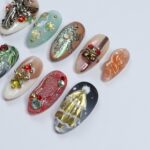 Unique Christmas Design Almond Press On Nail - Luxurious XMas and Holiday Nail Art, 3D Gel Winter Nails Design - Image 4