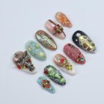 Unique Christmas Design Almond Press On Nail - Luxurious XMas and Holiday Nail Art, 3D Gel Winter Nails Design - Image 3