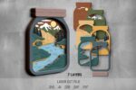 Camping SVG Bundle. Laser cut file for Glowforge. Nature, mountains, tent, river - Image 5