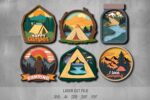 Camping SVG Bundle. Laser cut file for Glowforge. Nature, mountains, tent, river - Image 2