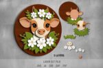 Cow SVG. Laser cut file for Glowforge. Farm animal, flowers - Image 2