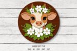 Cow SVG. Laser cut file for Glowforge. Farm animal, flowers