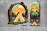 Camping SVG Bundle. Laser cut file for Glowforge. Nature, mountains, tent, river - Image 4