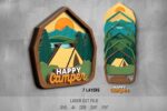 Camping SVG Bundle. Laser cut file for Glowforge. Nature, mountains, tent, river - Image 3