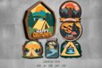 Camping SVG Bundle. Laser cut file for Glowforge. Nature, mountains, tent, river