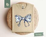 Nurse Toile Bow Sweatshirt,Stethoscope Bow Shirt,Nurse Coquette Tee,Healthcare Professionals Shirt Gift,Gift for Nurse,Nurse Toile Blue Bow - Image 2