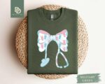 Labor and Delivery Nurse Sweatshirt,Mother Baby Nurse Shirt,Ob Nurse Stethoscope Bow Shirt,Postpartum Nurse Shirt,Maternity Nurse Shirt Gift - Image 3
