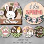 Spring SVG Bundle. Laser cut file for Glowforge. Gnome, rabbit, easter, flowers