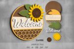 Sunflowers SVG Bundle. Laser cut file for Glowforge. Flowers, welcome, door hanger - Image 4