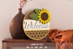 Sunflowers SVG Bundle. Laser cut file for Glowforge. Flowers, welcome, door hanger - Image 7