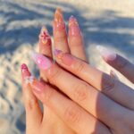 3D Flower Long Almond Press On Nails, Floral Handmade Gel False Nails for Birthday Event Party Holiday, Vacation or Gift For Her - Image 2