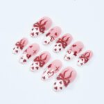 Romantic Pink & Red Press On Nails With 3D Bows, Hearts, Glossy Finish - Handmade Almond Nail Set For A Cute Look, Perfect Gift For Her - Image 2