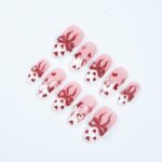 Romantic Pink & Red Press On Nails With 3D Bows, Hearts, Glossy Finish - Handmade Almond Nail Set For A Cute Look, Perfect Gift For Her - Image 4