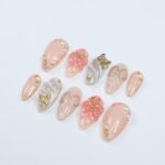 Blush Elegance Press-On Nails with 3D Flowers, Bows & Gold Details – Handmade Chic Nails for a Romantic and Glamorous Look or Gift for Her - Image 5